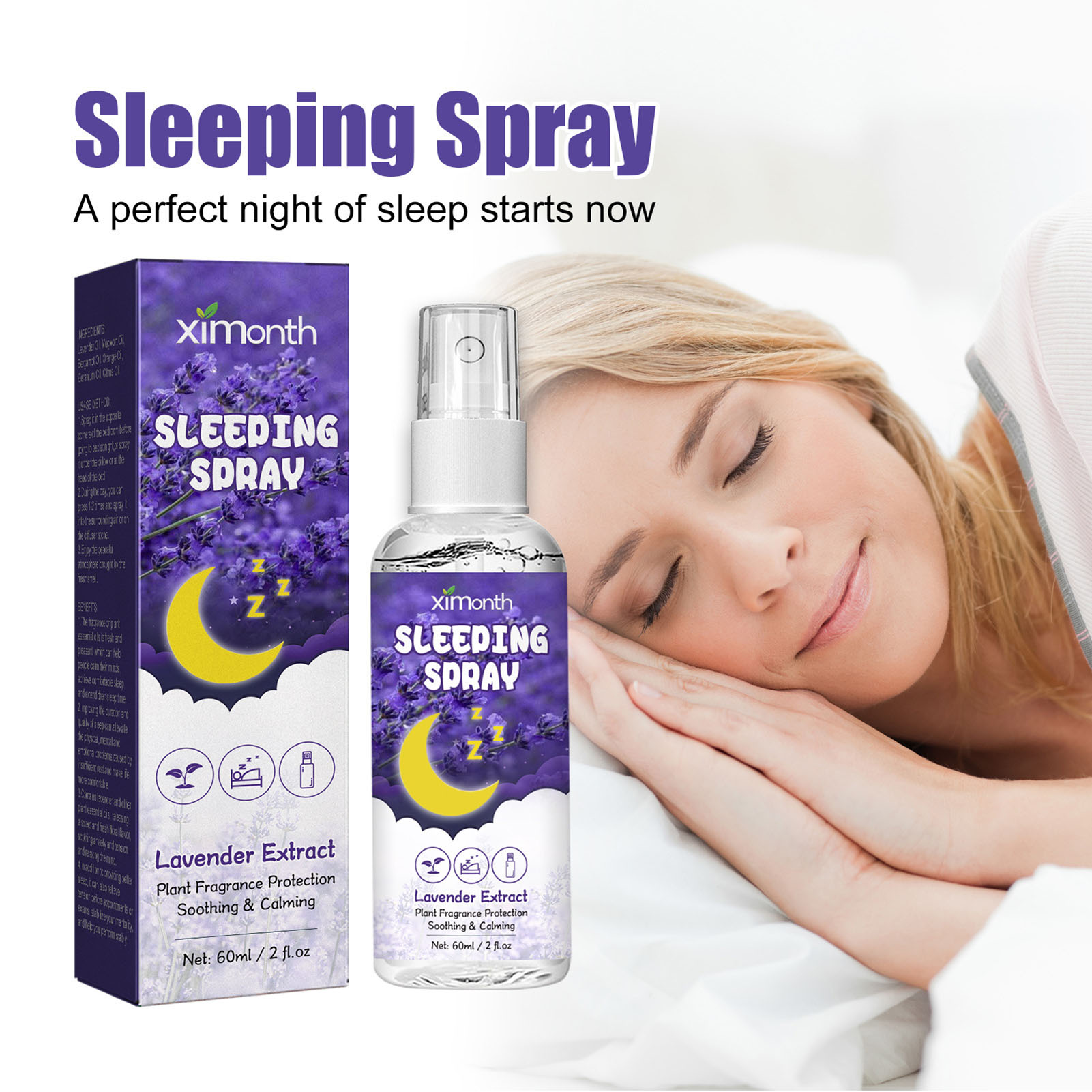 Lavender Pillow Spray - 60ml Bedtime Calming Lavender Sleep Spray