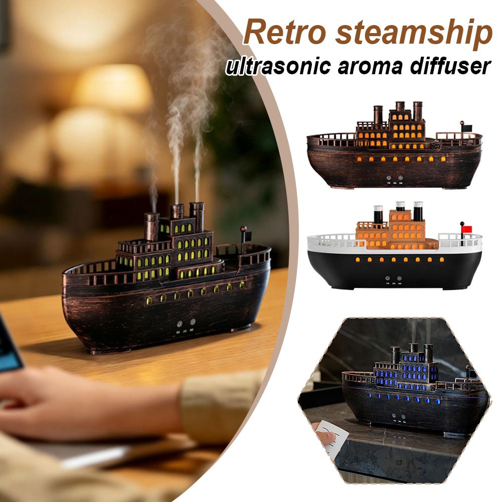 Home Fragrance Oil Diffuser - Retro Steamboat Ultrasonic Essential Oil Diffuser